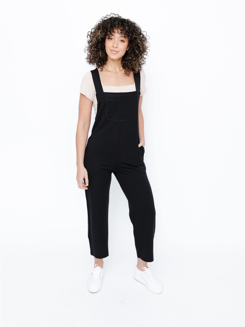 Smash and Tess black Mia overall jumpsuit romper pockets size medium loungewear